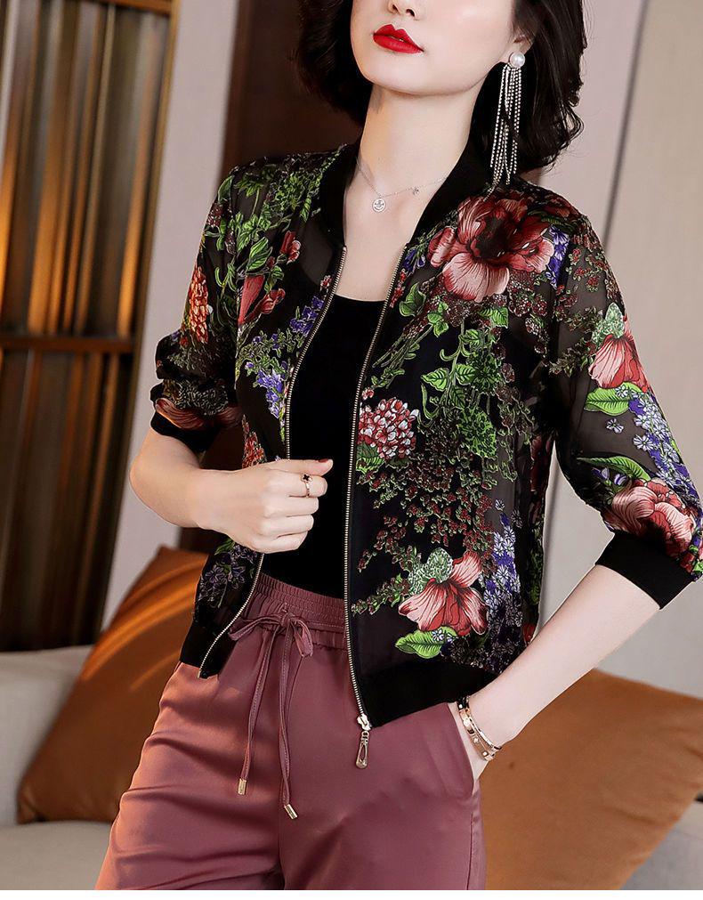

Women s Rose Print Chiffon Cardigan - Summer Sun Protection Long Sleeve Casual Jacket XL