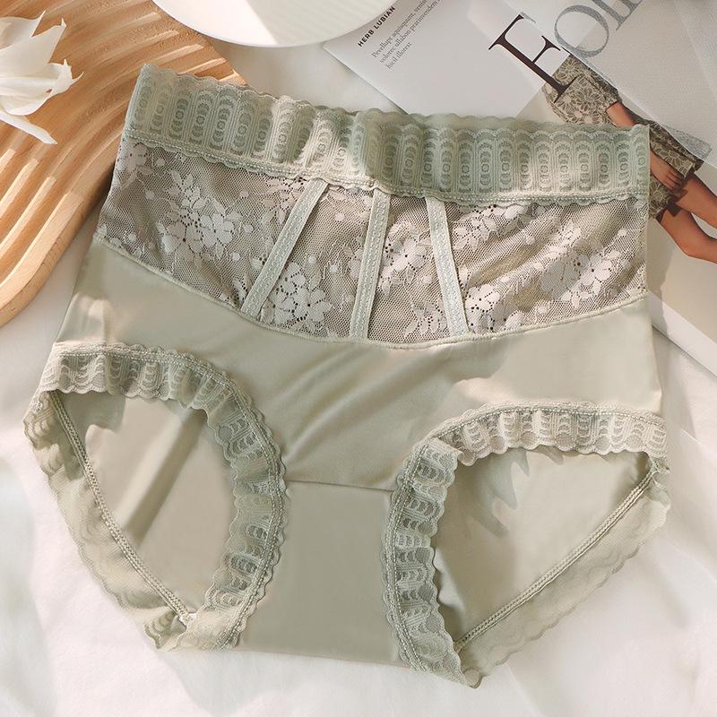Plus Size Women's High-Waisted Lace Seamless Briefs – Breathable, Tummy Control, Hip Lift, Antibacterial Crotch.