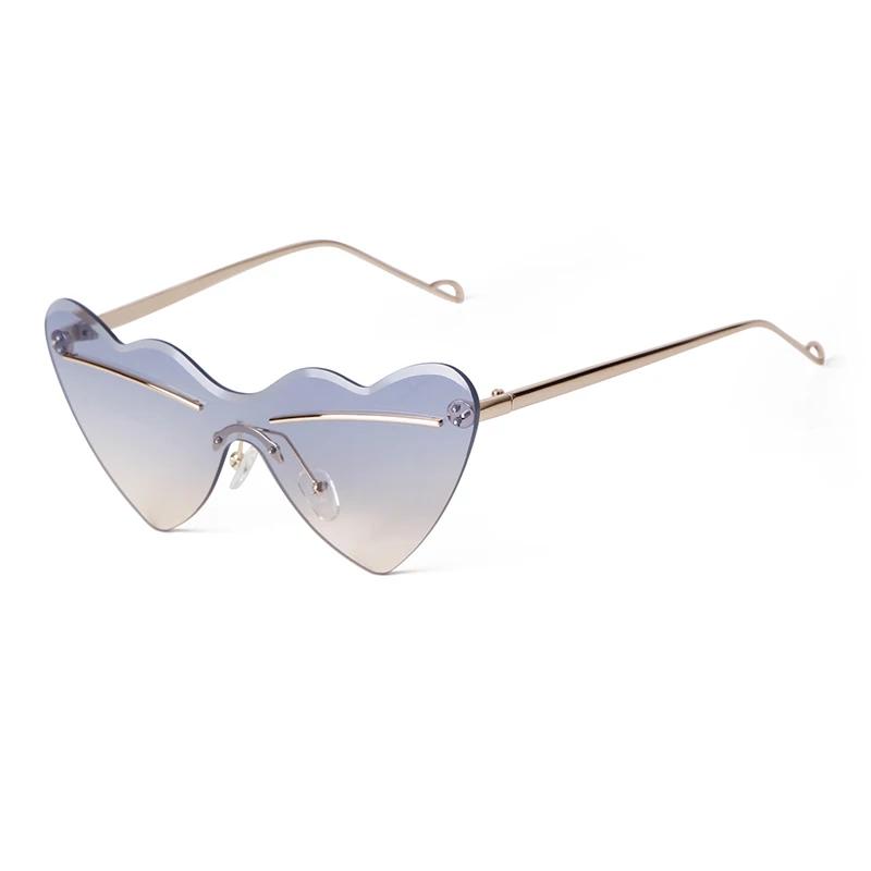 

Fashion Heart Frameless Sunglasses Women Brand Designer Love Shape Rimless Sun Glasses Trendy Metal Gradient Lens Shades Female
