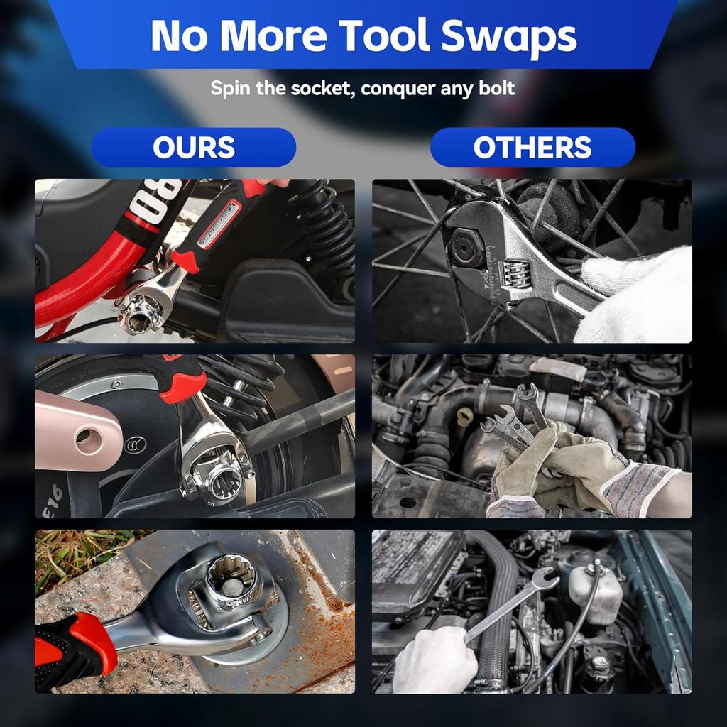 Universal Wrench 52 in 1 Socket Wrench Tool with Multifunction 360 Degree Rotating Head, Tool Kit for Home and Car Repair