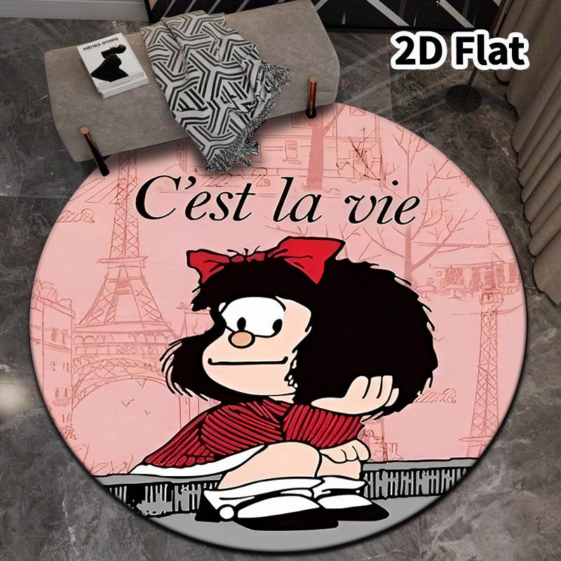 Mafalda Round Area Rug Carpet Rug For Living Room Bedroom Sofa Playroom Decor Nonslip Floor Mat