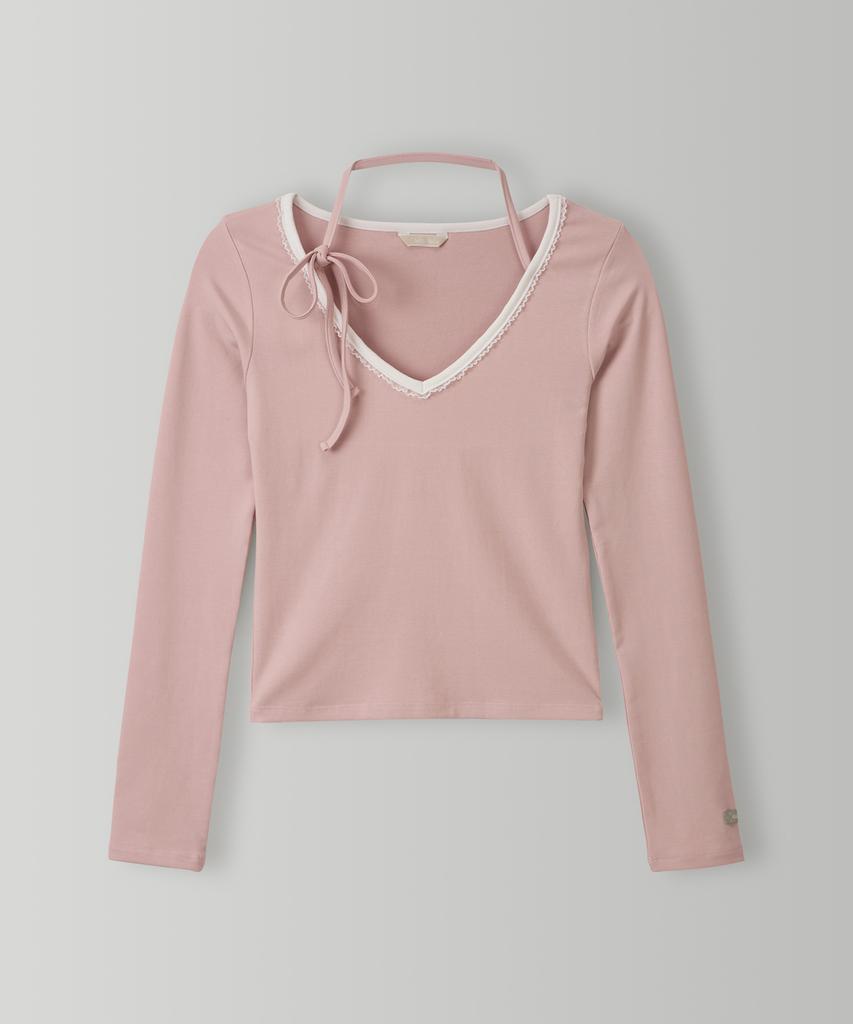 CHERI AUBE Bloom V-Neck T-Shirt - Pink