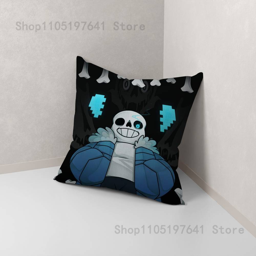 U-Undertale Sans hundvalp Kuddfodral för Soffdekor Bil Kontor Rum Tryckt Kuddfodral Dekorationer och Skydd