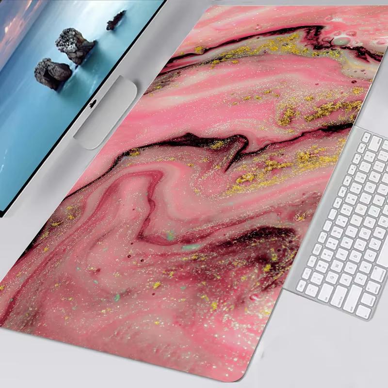 Ocean Blue Marble Pattern Desk Mat Waterproof Nonslip Extended Mouse Pad