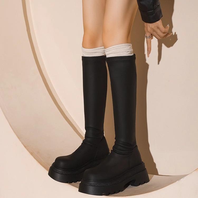 

[2 kinds of tube circumference~] Long boots Women s thick-soled high tube thick-soled heightened stacking boots Small thin boots widened fat mm 40