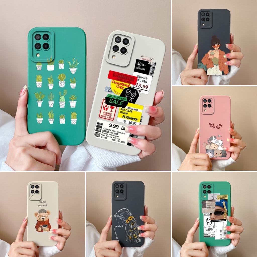 For Samsung Galaxy A12 M12 F12 Phone Case Cartoon Liquid Silicone Full Protection Anti Drop Cover For Samsung A 12 M 12 Bumper