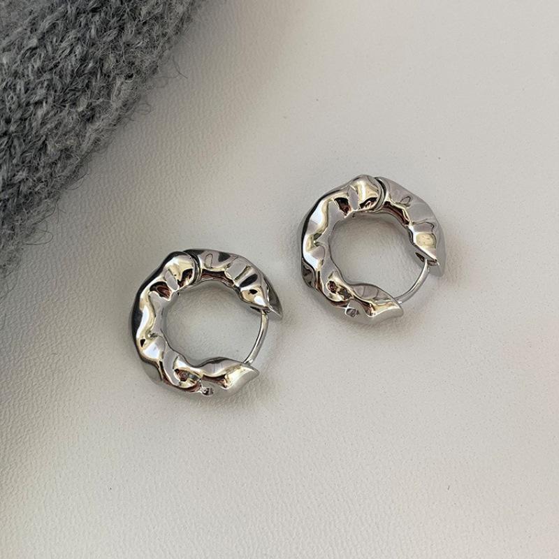 Geometric Pleated Circle Earrings for Women – Fashionable, Unique, Irregular Studs