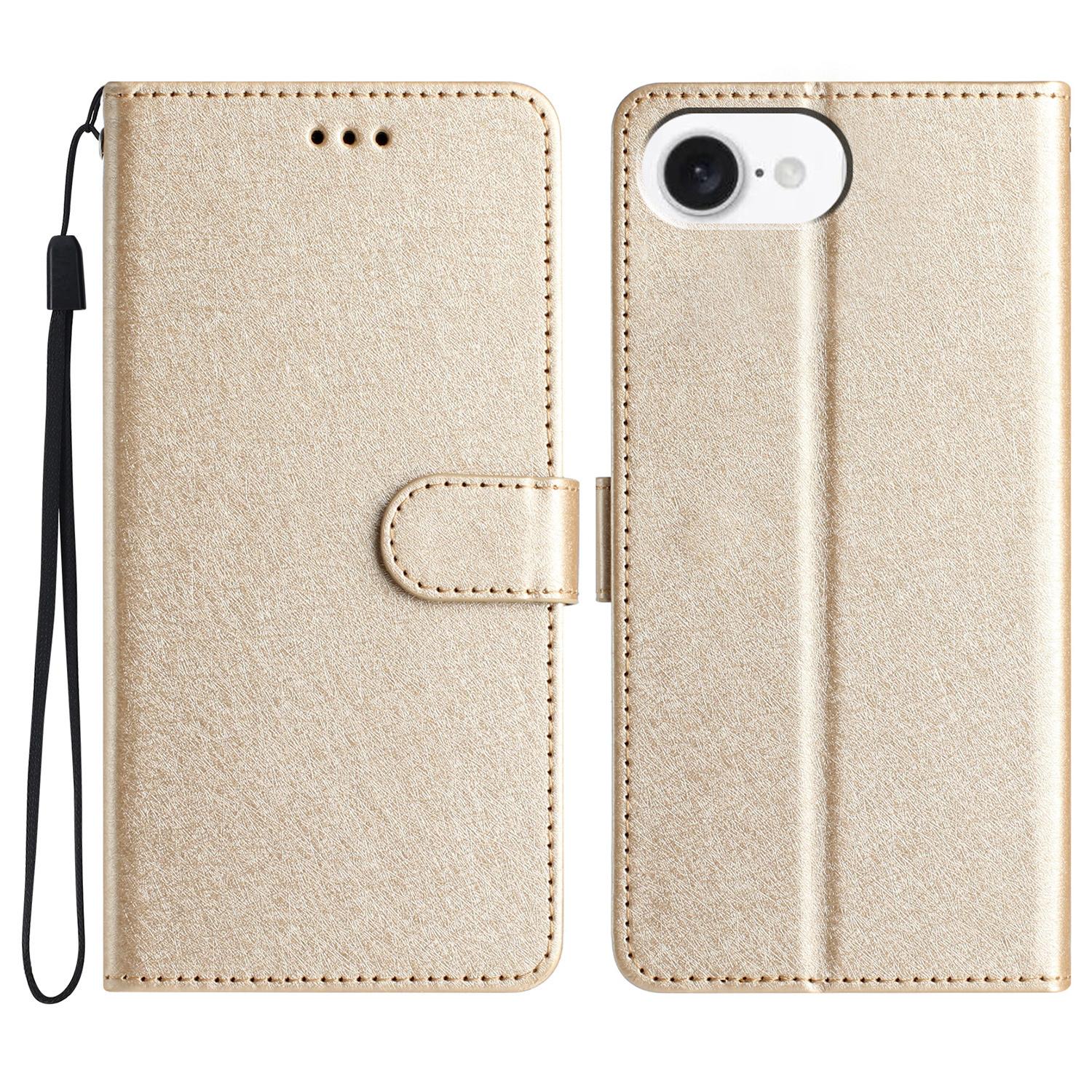 

For iPhone 16e Wallet Case Leather Folio Phone Cover Magnetic Clasp Gold
