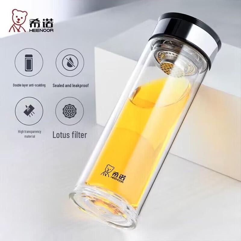 Heenoor Double-Layer Glass Tea Infuser Bottle