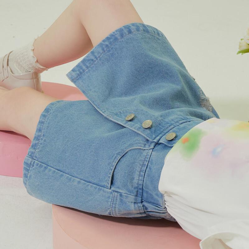 Girls Skirt-Style Denim Shorts 130cm синий