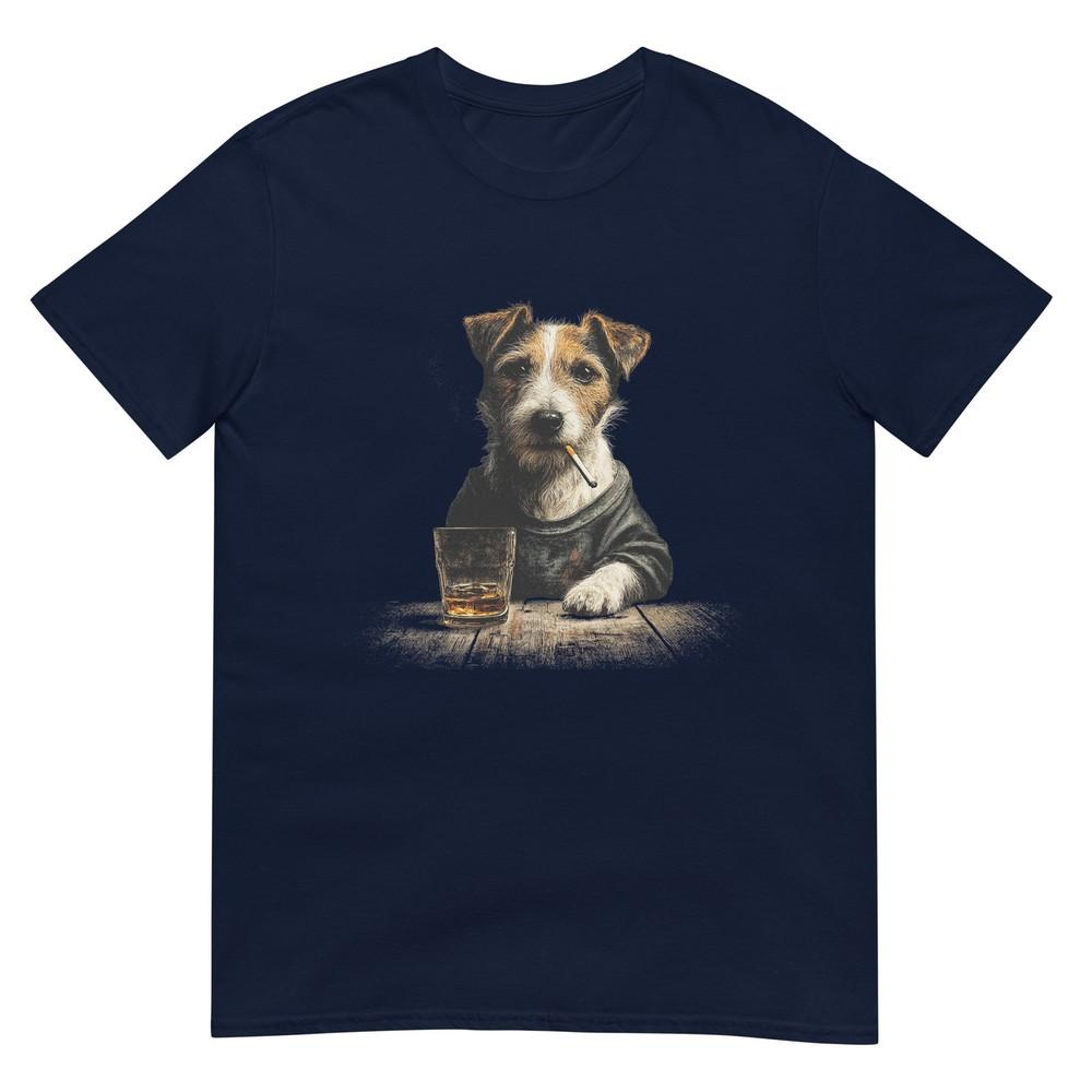 Vintage Smoking Jack Russell Funny Dog Fathers Day TShirt S