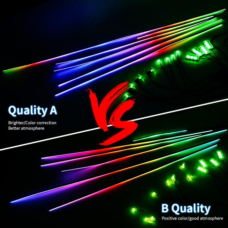 Newest Hidden LED Symphony Dual Zone Car Ambient Light Smoke Matt Black Acrylic Light Strip Interior Decoration Lighting Kit 12V