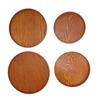 4pcs Wooden Tray Slip Resistant Spill Proof Durable Safe Multifunctional Round Serving Tray for