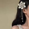 1Pair Snowflake Hair Clip Rhinestone Tassel Hair Clip Fluffy Side Clip For Women Girls Temperament Sweet Hair Accessories