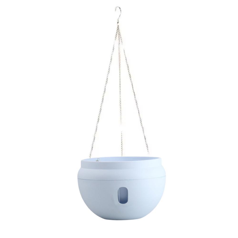 Plastic Bowl-Shaped Flower Pot Detachable Self Absorbing Water Hanging Flower Pot with Hook Water Storage Planter Balcony