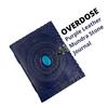 OVERDOSE Purple Mandola Stone Leather Journal with Brass Lock Handmade Unlined Leather Cover Planner Sketchbook Notebook Drawing Journal 5 X 7 Inches