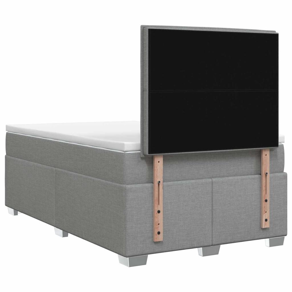 Box Spring Bed with Mattress Light Grey 120 x 200 cm Fabric