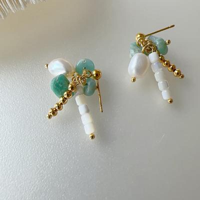 Capturing Romantic Original Language Series Turquoise Earrings with A Faint Forest Sense and Fashionable Earrings