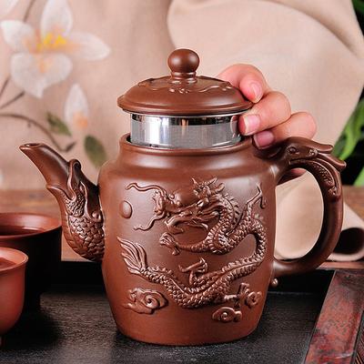 Lila Ton Teekannen Chinesisches Teeservice Meister Handgeschnitzte Teekanne mit Tee-Sieb Grüntee-Filter Kessel Teezubehör
