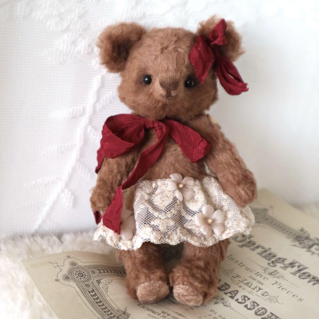 

[USED] Little Ribbon Bear Teddy Bear Plush Toy Handmade by Overseas Artists