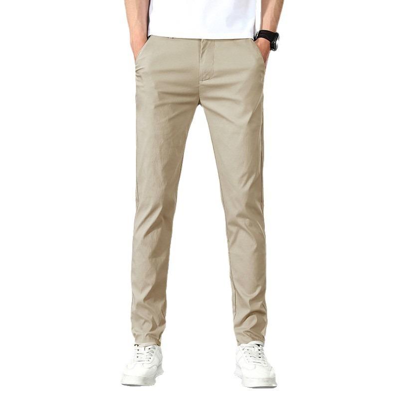 Pants Men's Spring and Autumn New Business Casual Pants Men's Sunscreen Quick-Drying Straight Elastic Green Slim Boys' Pants