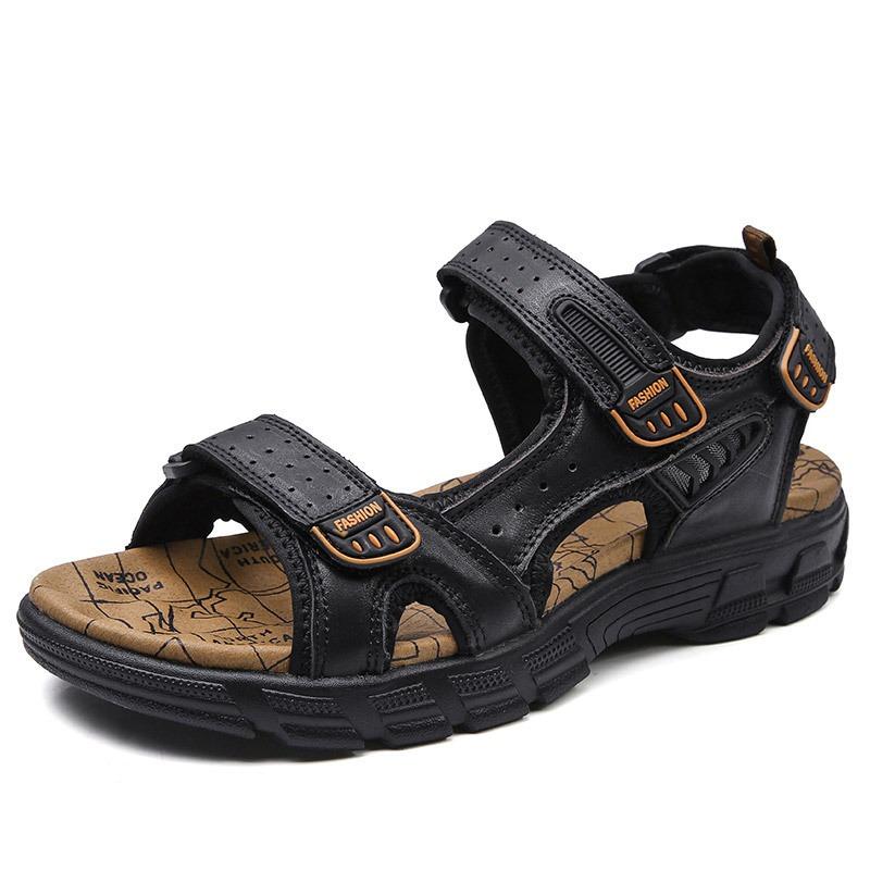 Fashion Designers Men's Sandals Luxury Genuine Leather Men's Sandals   High Quality Soft Casual Sandals for Men Beach Hiking Men's Shoes