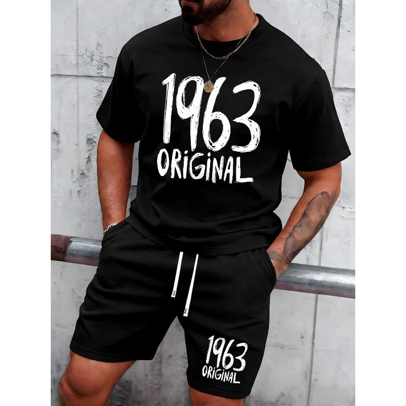 

Мужская летняя футболка европейского размера, футболка с винтажным принтом 1963 года, повседневная спортивная одежда, модный универсальный топ S чёрный