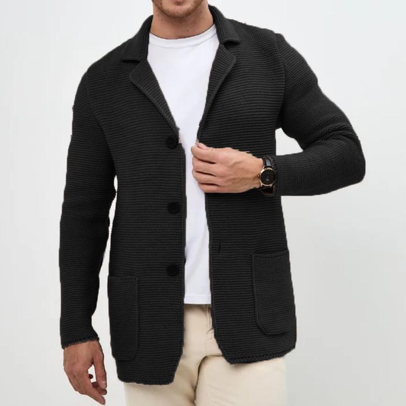 Herre Utendørs Casual Løstsittende Ensfarget Cardigan Herre Revers Strikket Dressjakke