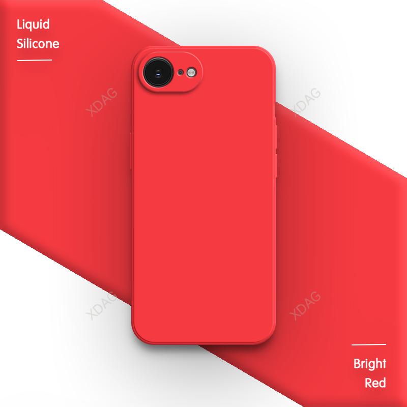 

Coque Phone Case for Apple iPhone 16E 16 Pro Max Plus 5G Plain Silicone Basic Classic Straight Edge Back Cover Funda Accessories iPhone 16 Plus яскраво-червоного кольору