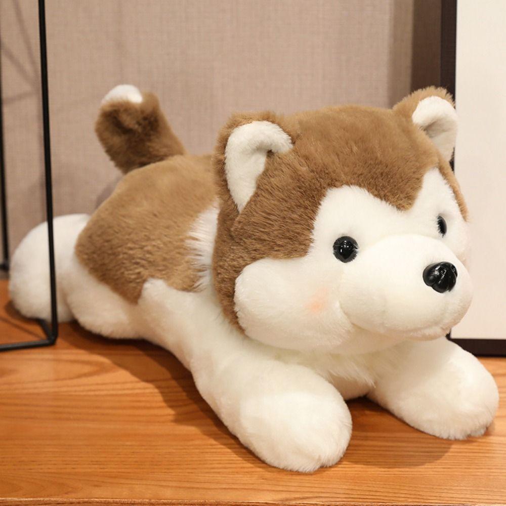 Stuffed Animal Husky Plush Toy Lying Brown Stuffed Puppy Dog Dog Plush Doll Xmas Gift