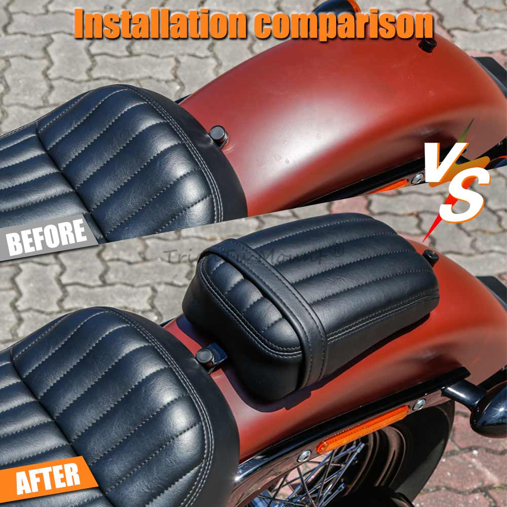 Motorcycle 1 Piece Rear Passenger Seat with 1 Piece Seat Bolt Nut PU Leather Billet Aluminum Fit For Harley Street Bob 2018-2020