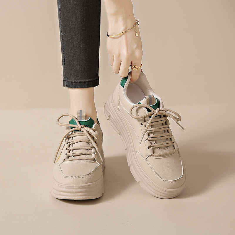 Fashion Spring Thick Sole White Women Shoes Woven Sneakers Size 50 Tenis 47 Sports Choes Fashion Industrial Sewing Practice Pretty