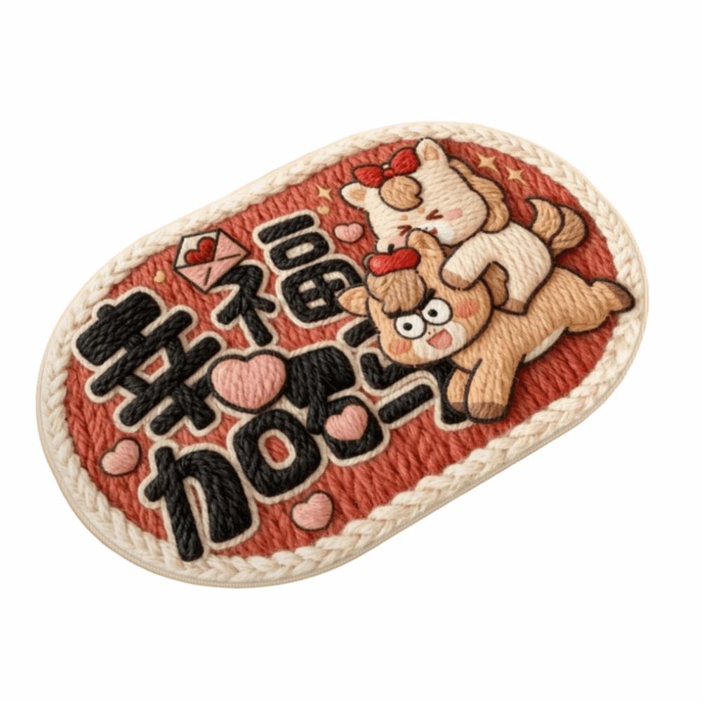 Cute Horse Pattern New Year Door Mat Red Non-slip Door Carpet Quick Dry Soft Bath Mat for Floor Protection