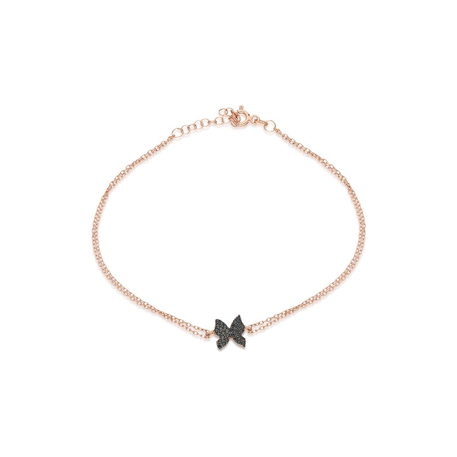 

925 Sterling Tiny Black Butterfly Bracelet Женский браслет из стерлингового серебра
