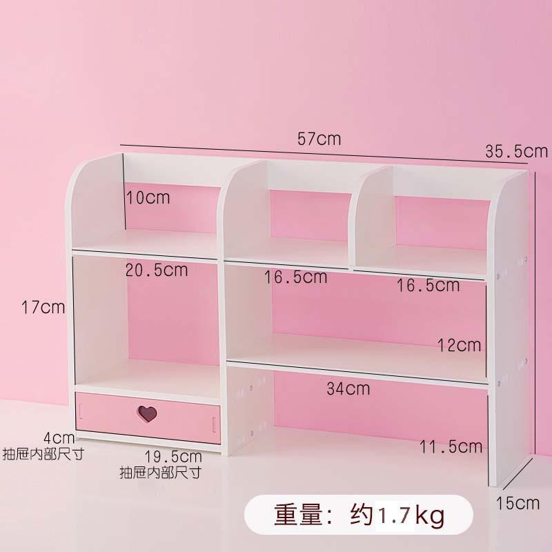 Girl Heart Small Bookshelf Desktop Simple Multi-layer Children's Desk Artifact College Student Dormitory Storage Rack Wooden