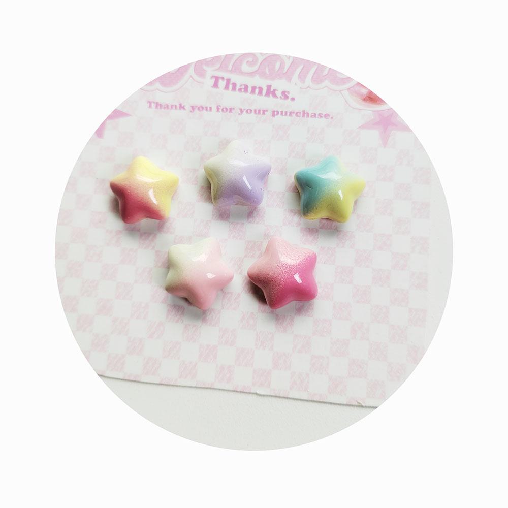 Cute Resin Sweet Gradient Stars Love Heart Flatback  Cabochon Scrapbooking DIY Jewelry Craft Decoration Accessories