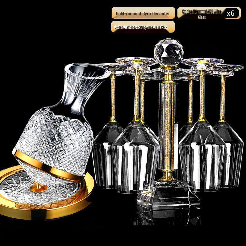 Luxury Golden Diamond Rotating Tumbler Wine Set