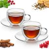 COFFEE TEA CUPS 2 PIECES WITH STANDS THERMAL GLASSES 250ml