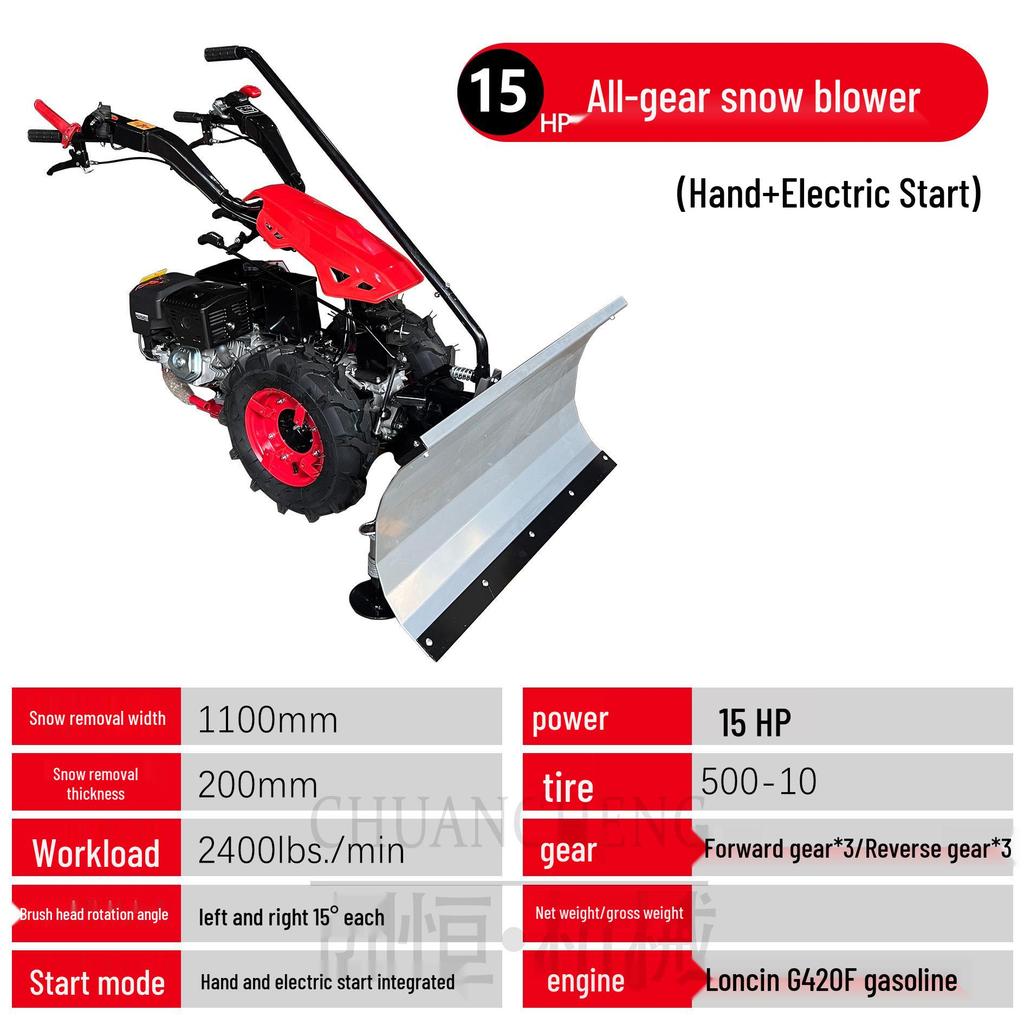 Compact Hand-Push Snow Sweeper for Efficient Road and Community Snow Removal