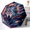 1pc Sturdy 8-Bone Auto Umbrella, Wolf Star Umbrella, Digital Printed, Foldable Umbrella for On-the-Go Outdoor Use