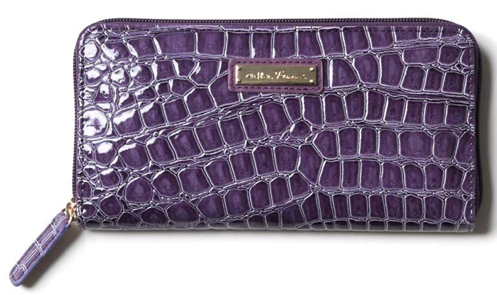 Cathie Ferrari Long Wallet with Round Embossed Cashless Gift Box Simple Coin Purple Women's Zipper, Design, Payment, Included, Design, Purse,