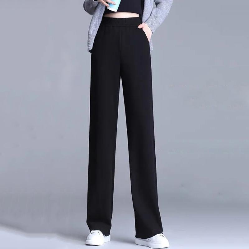 

Женские брюки больших размеров, черные свободные повседневные брюки, прямые капри S чёрный