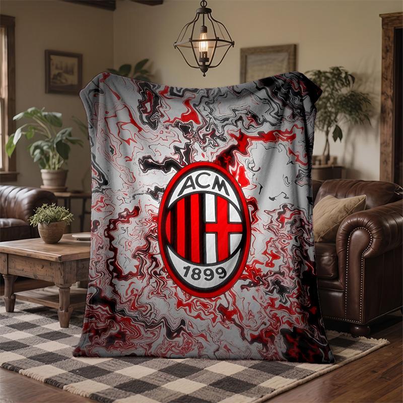 AC Milan Print Flannel Blanket Soft Warm Sofa Bed Throw Blanket For Home Office Bedroom