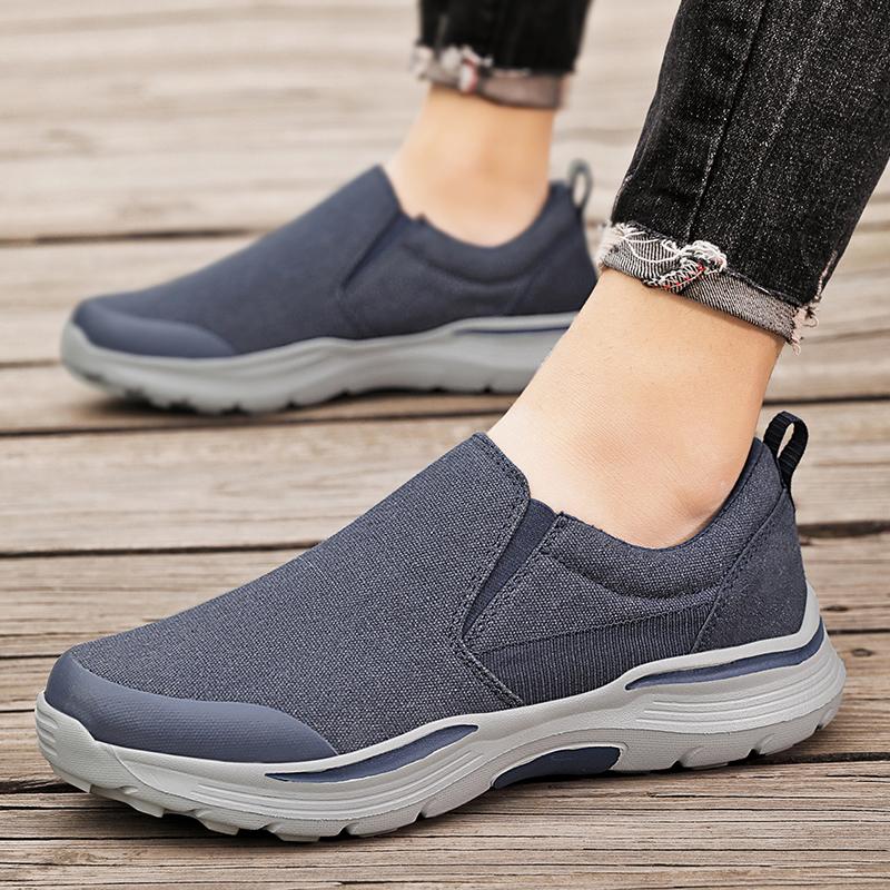 Men’s Outdoor Canvas Shoes Sneakers Driving Shoes Black Casual Plus Size  Slip On Wide Head Shoes for Farther