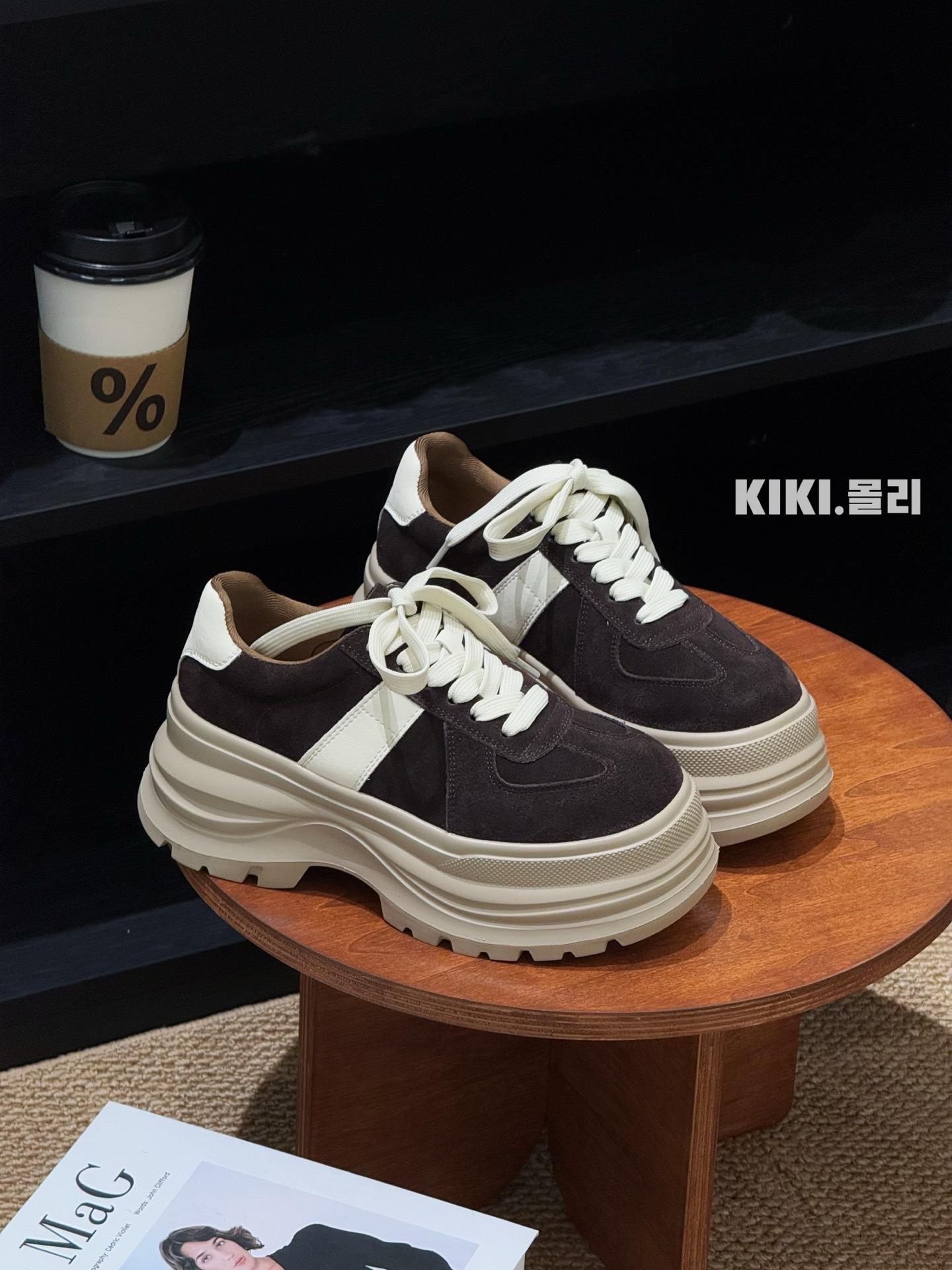 

Европейская станция женская обувь Европейские товары тренд 2025 осень новые кожа матовая кожа спортивная и повседневная обувь на высокой толстой подошве 39 кофейный