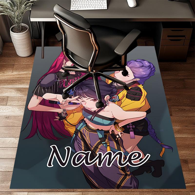 Custom KPop Demon Hunters Mat Personalized Name, Polyester Washable Indoor Entryway Rug, Gift for Christmas, Easter, Thanksgiving Day