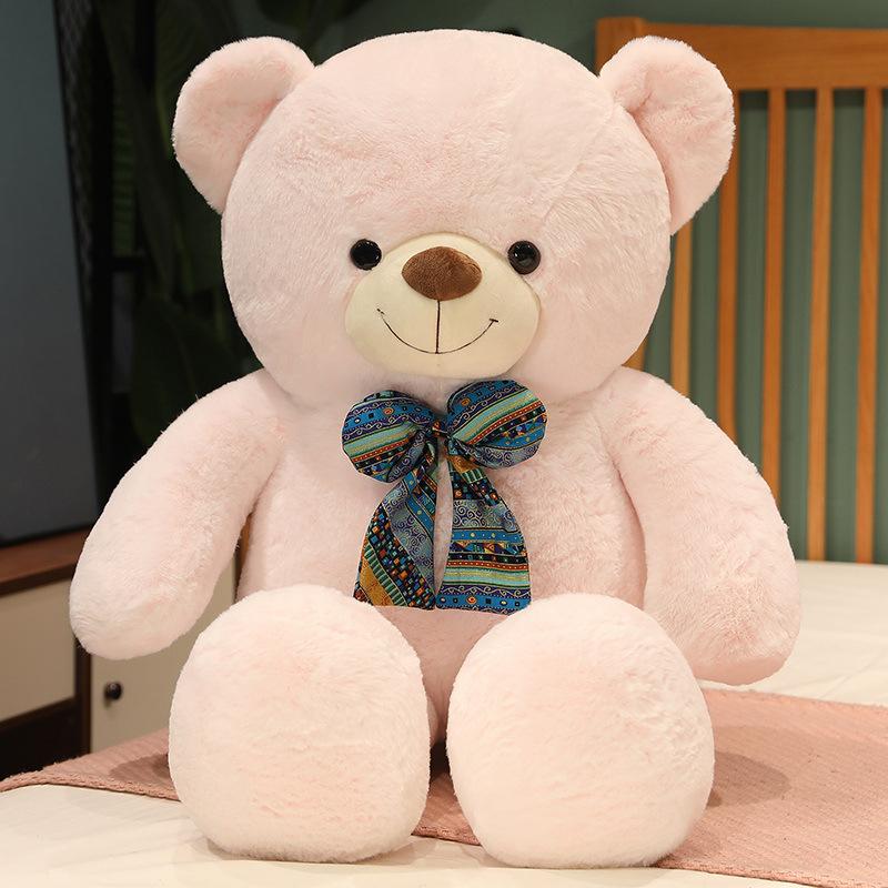 Cute Bow Tie Teddy Bear Doll Plush Toy Dog Bear Doll Girl Sleeping Soothing Rag Doll Birthday Present