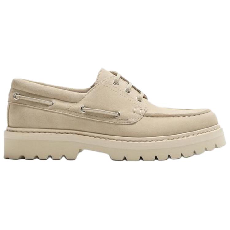 Zara Leather Lightweight Comfortable Sailing Boat Shoes Men Shoes Light-Beige 12413520002