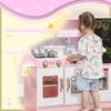 Rollenspielküche, Kinderspielküchenset, mit Spielzeittelefon, Tafel, Mikrowelle, Herd, Spüle, Rosa