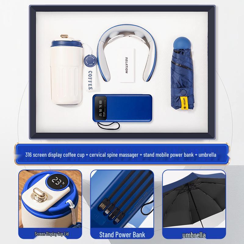 Customized Business Gift Set: Coffee Cup & Power Bank for Company Events